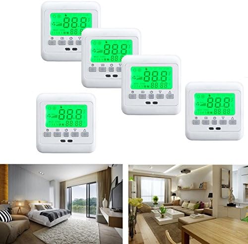 HJ® 5x LCD Digital Room Thermostat Floor Sensor Thermostat for Underfloor Buttons, Green