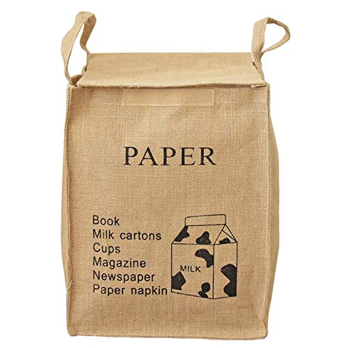 Jute Weave Recycling Bag Waste Bin Bags Basket for Home Kitchen Office - Natural Style Recycle Garbage Trash Sorting Bins Organizer Baskets Recycling Container