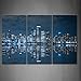 Blue Cool Buildings In Dark Color In Chicago Wall Art Painting The Picture Print On Canvas City Pictures For Home Decor Decoration Gift