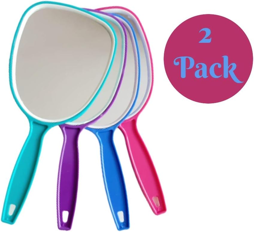 Always23 Hand Mirror, Handheld Mirror with Handle, Professional for Home, Salon, Barbers, Hairdressers, Pack of 2, Hand Mirror Plus 2, Pocket Size Mirror,: Furniture & Decor