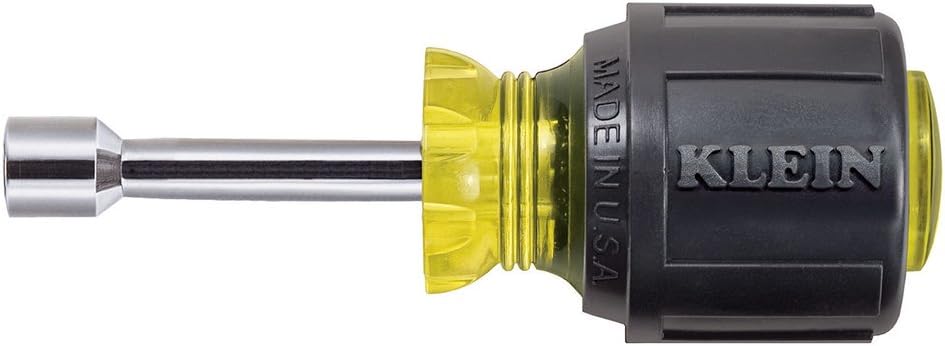 Klein Tools 610-5/16 5/16-Inch Stubby Nut Driver with 1-1/2-Inch Hollow Shaft and Cushion Grip Handle