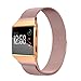 For Fitbit Ionic Bands, bayite Stainless Steel Milanese Loop Metal Replacement Strap with Unique Magnet Lock Accessories for Fitbit Ionic Small Rose Pink