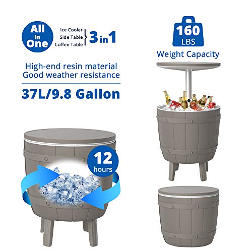 Cozy Castle 3 in 1 Cooler Table Outdoor, Resin Drink Cooler for All