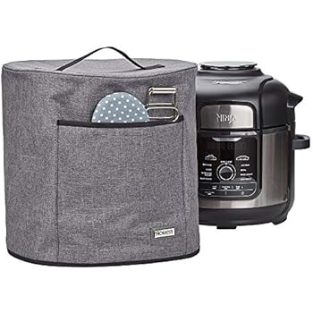 HOMEST Pressure Cooker Dust Cover with Pocket, Compatible with Ninjia Foodi 6.5 & 8 Quart Pressure Cooker, These Cover Have Wipe Clean Liner for Easy Cleaning, Grey (Patent Design)