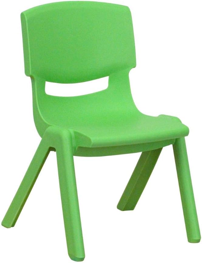 Flash Furniture Green Plastic Stackable School Chair with 10.5'' Seat Height: Furniture & Decor