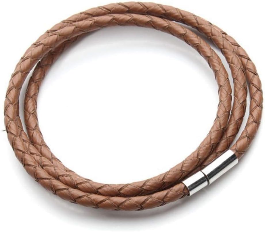 Tan/Light Brown Thin Leather Woven Multi Strap Wrap Bracelet