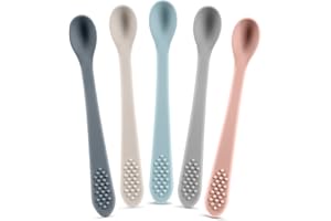 SPERRIC Baby Spoons First Stage Silicone Baby Spoon – Self Feeding Baby Utensils – Infant Spoons First Stage Baby Feeding Spoon - Soft & Gentle on Gums - BPA Free Silicone Baby Spoons Set (Pastel1)