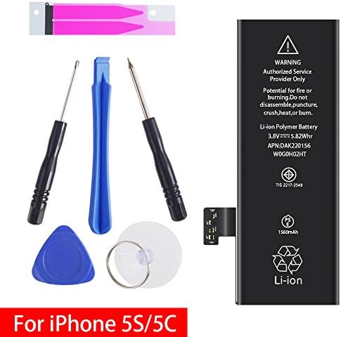 GOGO ROADLESS iPhone 5S & 5C Battery Replacement, Complete Repair Tools Kit & Adhesive, High Capacity(1560mAh) Battery for iPhone 5S & 5C - [12-Month Warranty] …