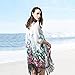 MissShorthair Women's Light Floral Print Chiffon Kimono Cardigan Coverup Blouse Tops (White)