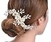 FAYBOX Elegant Cream Simulated Pearl Austrian Crystal Leaves Bridal Hair Comb Wedding Accessories