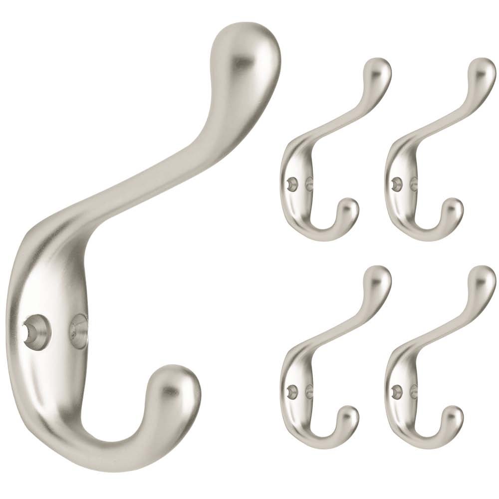 Franklin Brass FBCHH5-MN-C 3" Heavy Duty Coat and Hat Hook 5-Pack, Matte Nickel, 5