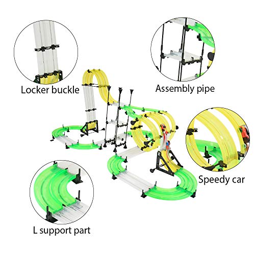 SOMKTN Racing Track Car Toys - 171PCS 1180CM Double RC Car Race Track Set, High Speed Rail Car Track Set Slot Car with 3D Track, 2 RC Cars& 2 Controllers DIY Assembly Toys for Kids on Party Game - Thumbnail 2