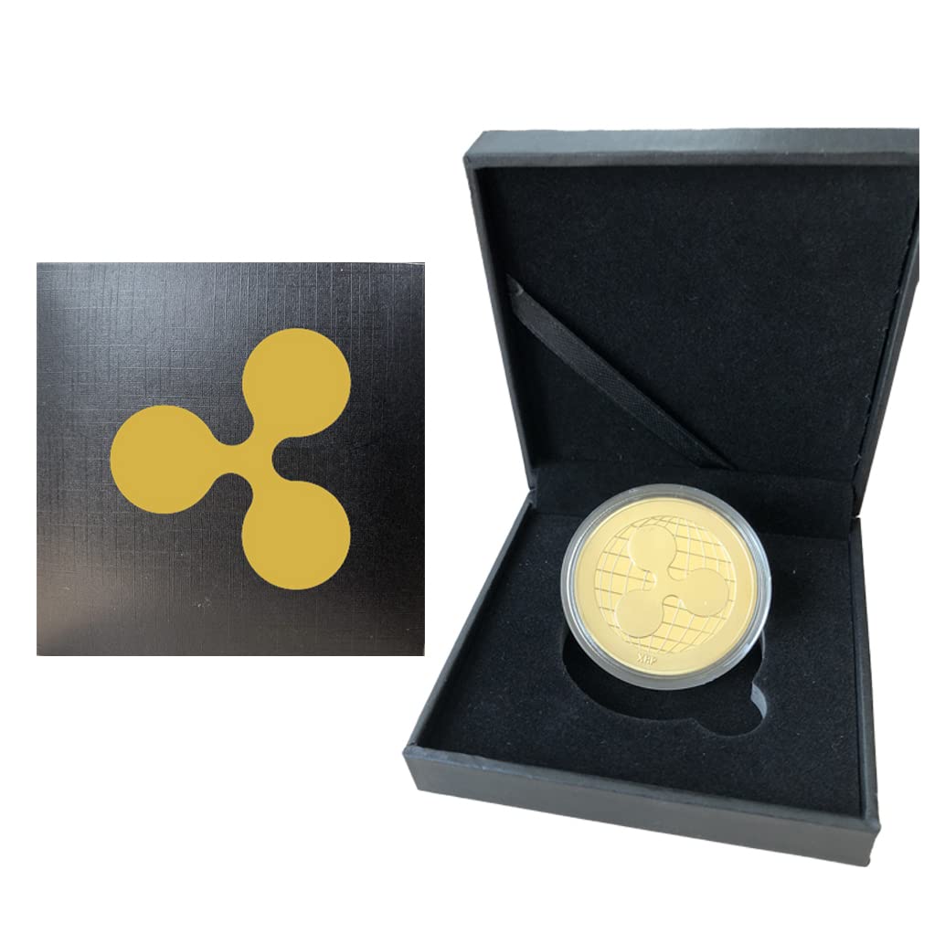 E-BEST CARE Ripple Coin Commemorative Crypto XRP Coin Gold Plated Limited Edition Collectible Gift with Protective Case (Gold)
