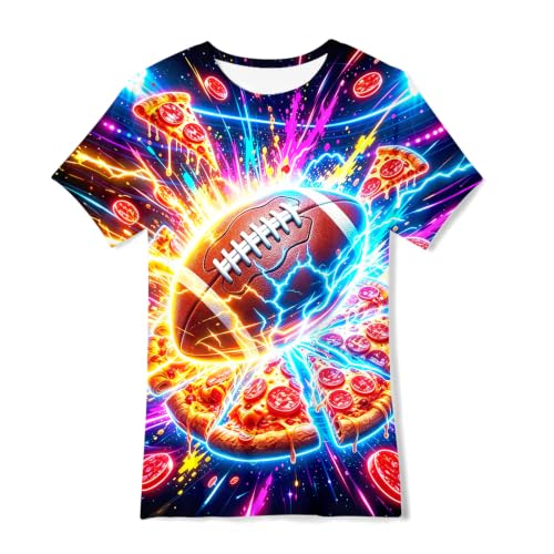 Kimoda Boys Football Shirts Kids Pizza Neon Lightning Graphic Tee Size 14 at Amazon