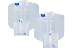 UMETASS 2 Pack Collapsible Water Container with Spigot, Foldable Cube Water Jugs Portable Water Storage for Outdoors Camping Hiking Disaster Preparedness & Survival Gear 1.4/2.6/4/5.3 Gallon