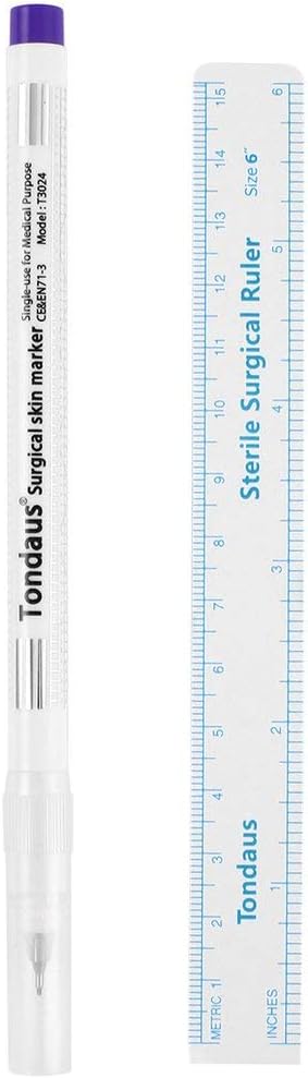 Zinniaya Portable Size Surgical Skin Marker Professional Tattoo Skin Marker Measure Measuring Ruler + Pen Set Tattoo Supply