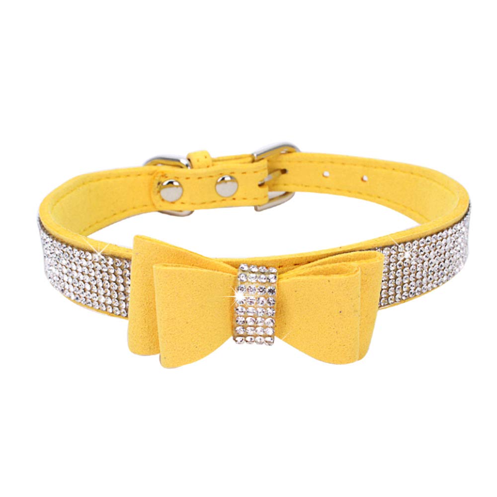 ETOPARS Rhinestone Dog Collar, Cute Dazzling Dog Rhinestone Collar, Crystal Diamond Pet Dog Cat Collar, Pet Collars with Rhinestones, Dog Collar Harness for Small & Medium Dogs (L, Yellow)