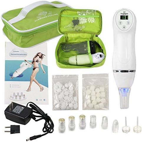NuCell Diamond Microdermabrasion Device Kit Suction-Blackhead Dull Skin Blemishes Remover-Vaccum Extraction Tips Heads-Diamond Peeling