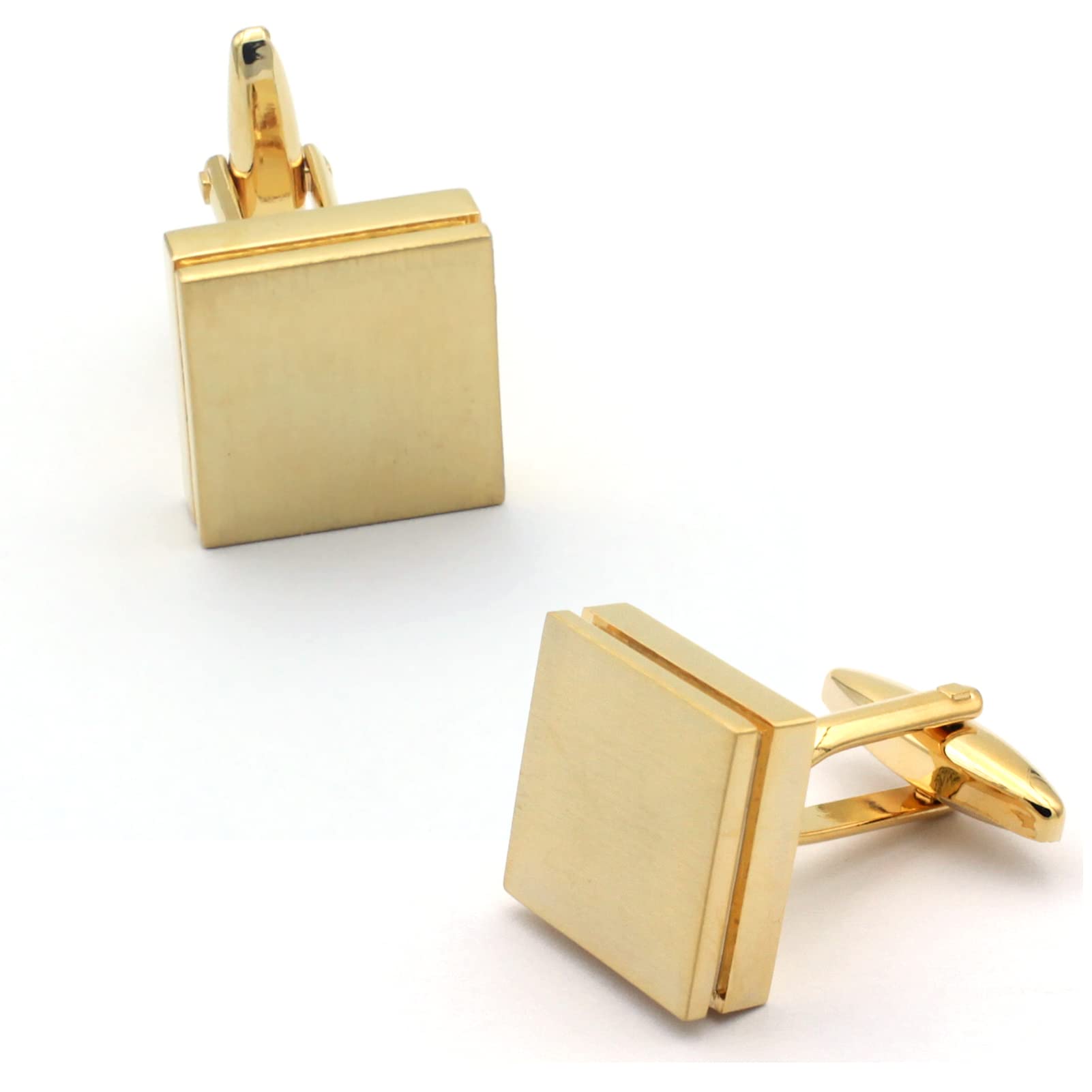 Brushed Square Gold Cufflinks