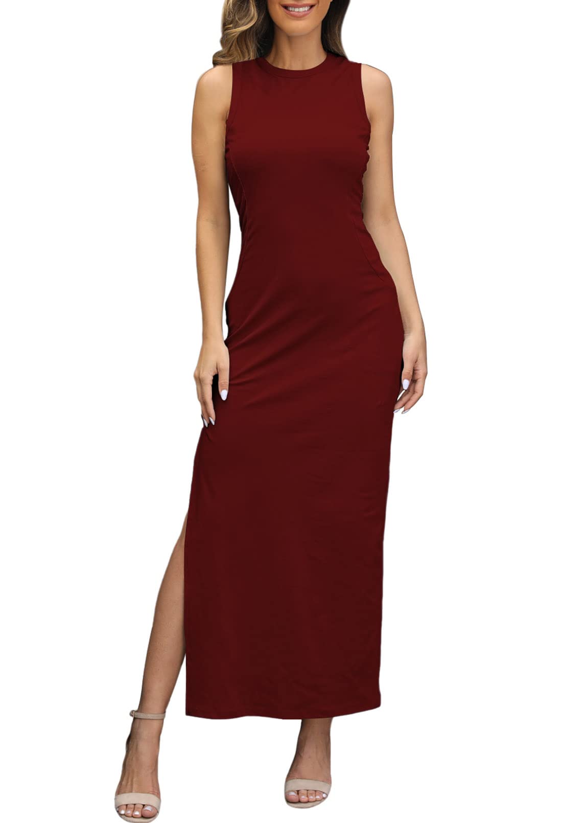 Papicutew Women's Long Sleeveless Slip Dress - Viscose/Spandex Nightgown Or Cami Dress