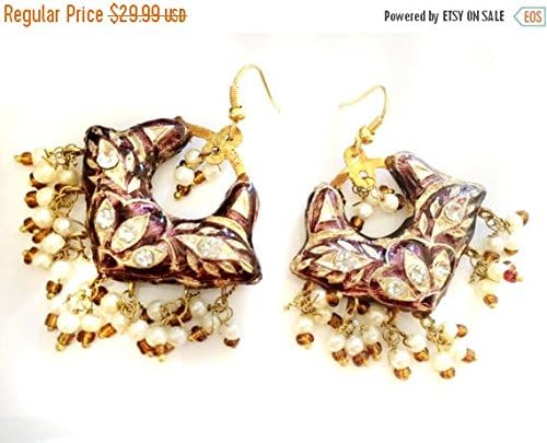 Purple gold EARRINGS,purple Lac Earrings,Chand Bali,Jaipur Jhumkas,Rajasthan Lac Earrings,Indian Jewellery by Taneesi