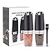 Gravity Electric Salt and Pepper Grinder, Automatic Operation Pepper and Salt Mill with Adjustable Ceramic Rotor Battery Powered Matte Salt and Pepper Grinder Mill Set with Blue LED Light Black,2 Pack