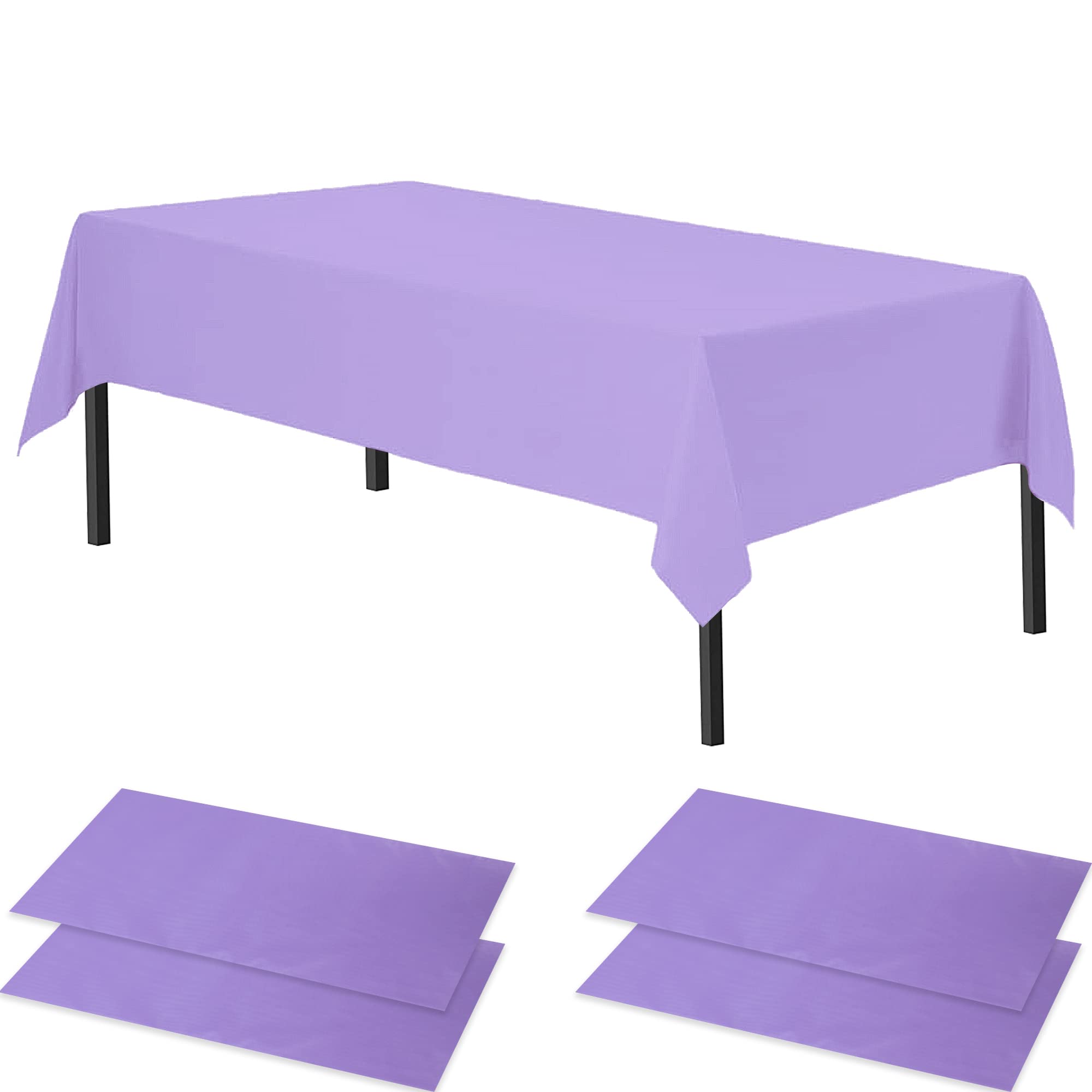 Time to Sparkle 2 Pack Plastic Tablecloths 54" x 108" Plastic Dining Table Cloth Premium Rectangle Table Cover for Parties Wedding Banquet etc Indoor Or Outdoor Lavender