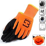 Better Grip Safety Winter Insulated Double Lining Rubber Coated Work Gloves, 3 Pairs/ Pack (Large, Hi-Vis Orange)