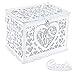 Ywlake Wedding Money Box Holder with Sign, Large Rustic Wood Wooden DIY Envelope Gift Post Card Boxes with Lock Slot for Reception Anniversary Graduation Birthday Party Parties (Mr & Mrs, White)