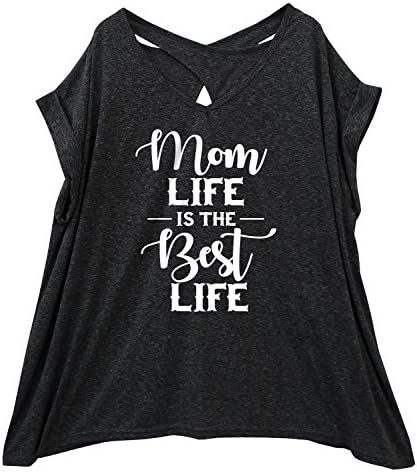 TeeMixed Mom Life is The Best Life Women Cross Back Loose-Fit Flowy T-Shirt Tee