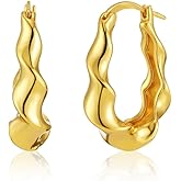 8YEARS Chunky Gold Hoop Earring for Women, 18K Gold Plated Lightweight Thick Hoops, Hypoallergenic Trendy Jewelry for Gift