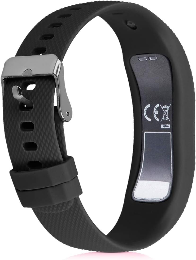 kwmobile 2x Straps for Garmin Vivofit 4 Watch Strap - Silicone Replacement Watch Strap Set - Replacement Bands Grey/Black - Image 5