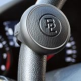 Steering Wheel Spinner Leather Silicone Car Booster Flat Compact Safe Power Handle for all Car Vehicle with 360 Degree Adjustable Blind Spot, Silver?for beginners and ladies
