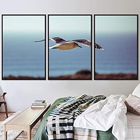 signwin 3 Piece Framed Canvas Wall Art Beach...