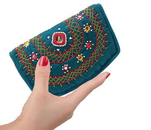 belladona r.c mirror work purse in rama green