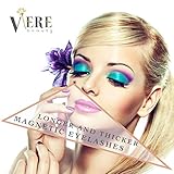 Magnetic Eyelashes, VereBeauty Magnetic False Eyelashes with 3 Magenet 3D Longer & Thicker Glamorous 100% Handmade False Eyelashes (4 Pcs, Black)