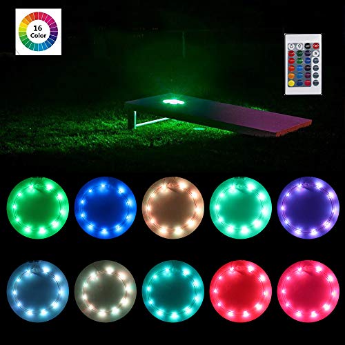 heartbeats LED Cornhole Lights Ring kit,16 Colors Multicolor Changing Type, Set of 2 pcs, Board Hole Lights, Toss Bean Bag Game Lights Backyard Board Game Lights,Tailgate Game,Remote Control