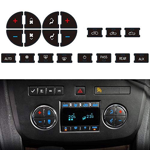 AC Dash Button Sticker Repair Kit for GM Vehicles, AC Panel Decals & Radio Button Repair Decal Set, Fix Ruined Faded AC Controls for Suburban, Chevy Tahoe, Silverado, Traverse - Year Models 2007-2015