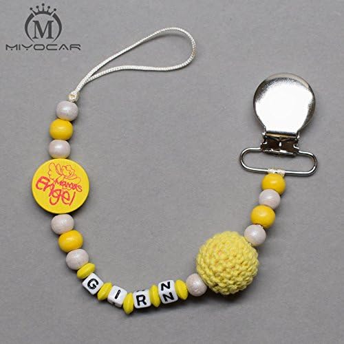 MIYOCAR Personalised Any name little angel wooden beads dummy clip holder pacifier clip soother chain teether clip