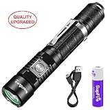 Supfire Rechargeable Flashlight,Defense Tactical Flashlight Ultra Bright Cree 1100 Lumens Led Torch Waterproof Flashlight with 18650 Battery Perfect for Walking Dog,Camping,Emergency