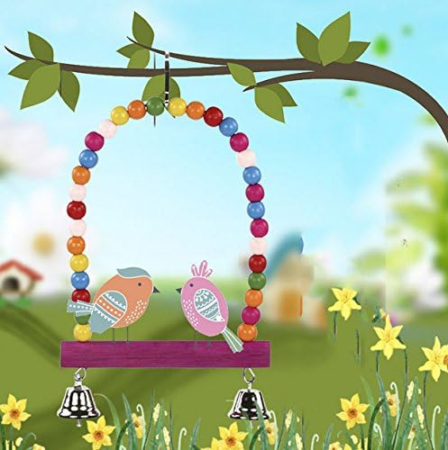 Multi-color Wooden Bird Swings Budgie Toys Bird Swings for Parakeets