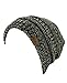 NYfashion101 Exclusive Unisex Two Tone Warm Cable Knit Thick Slouch Beanie Cap, Black/Dark Beige