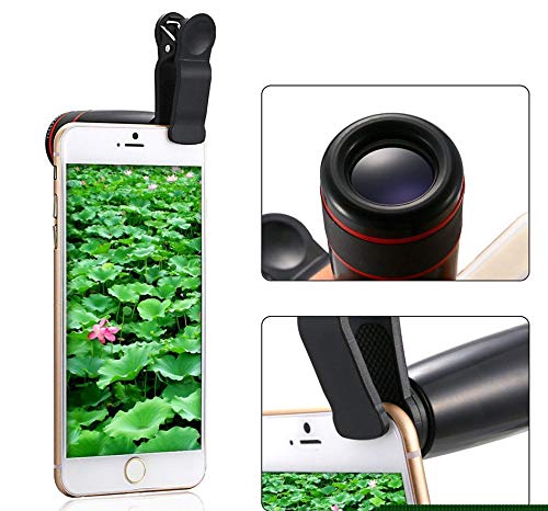 Phone Camera Lens, 12X Zoom Telephoto Lens for Smartphone 2 in 1 HD Dual Focus Monocular for Adults Clip on Telephone Lens Kit 001