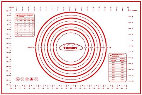 Silicone Pastry Mat, Tammy Non-slip Baking Mat, Counter Mat, Dough Rolling Mat, Fondant/Pie Crust Mat, (23.62'' x 15.74'', Red ) (Red)