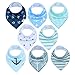 Comfy Cubs Baby Bandana Bibs, Drool Bib, Drooling Teething, 100% Organic Cotton, 8 Pack Unisex Boys Girls Blue
