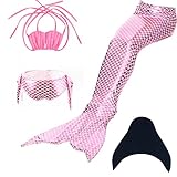 SAIANKE Girls Sparkle Mermaid Tails Swimmable Costume Swimwear Sets