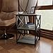 eHomeProducts Weathered Grey Oak Finish Metal X-Design Chair Side End Table with 3-Tier Shelf
