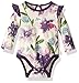 Burt's Bees Baby Girls, Short Long Sleeve One-Piece Bodysuits, 100% Organic Cotton, Aubergine Daylily, 12 Months
