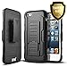 iPhone 5 Case, iPhone 5S Case, iPhone SE Case, Starshop [Heavy Duty] Dual Layers Kickstand Case with [0.33m 9H Tempered Glass Screen Protector Included] and Locking Belt Clip (Black)
