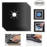 Stove Burner Covers Black Gas Hob Protectors Liner 0.2mm 10.6” x 10.6” Reusable and Dishwasher Safe Fast Clean Liners for Kitchen and Cooking FDA Approved and BPA FREE Gas Range Protector (10 Packs)